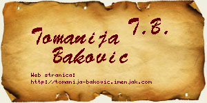 Tomanija Baković vizit kartica